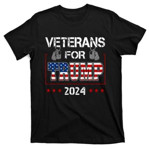 Veterans For Trump 2024 American Flag Dad Grandpa Veterans Day T-Shirt