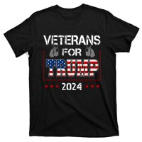 Veterans For Trump 2024 American Flag Dad Grandpa Veterans Day T-Shirt