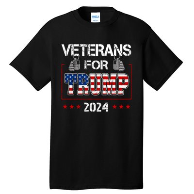 Veterans For Trump 2024 American Flag Dad Grandpa Veterans Day Tall T-Shirt