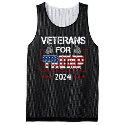 Veterans For Trump 2024 American Flag Dad Grandpa Veterans Day Mesh Reversible Basketball Jersey Tank