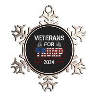 Veterans For Trump 2024 American Flag Dad Grandpa Veterans Day Metallic Star Ornament