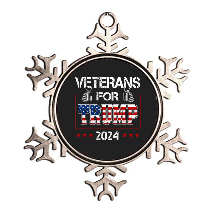 Veterans For Trump 2024 American Flag Dad Grandpa Veterans Day Metallic Star Ornament