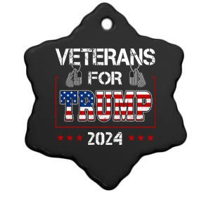 Veterans For Trump 2024 American Flag Dad Grandpa Veterans Day Ceramic Star Ornament