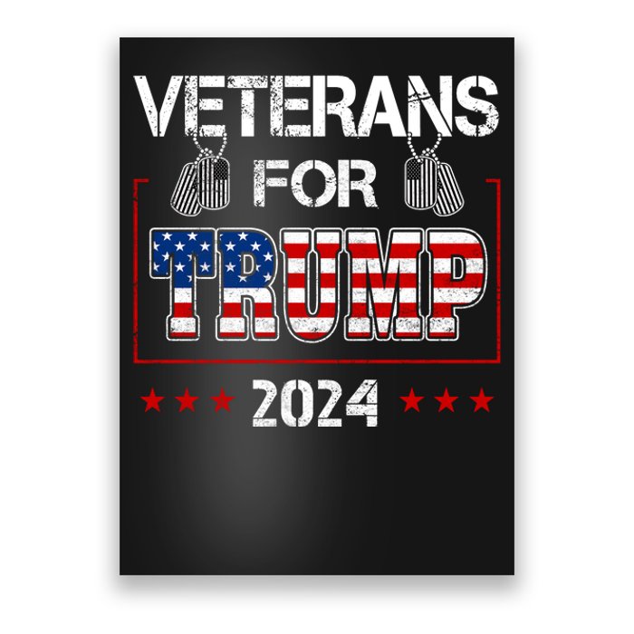 Veterans For Trump 2024 American Flag Dad Grandpa Veterans Day Poster