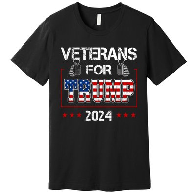 Veterans For Trump 2024 American Flag Dad Grandpa Veterans Day Premium T-Shirt