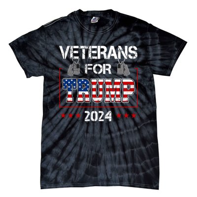 Veterans For Trump 2024 American Flag Dad Grandpa Veterans Day Tie-Dye T-Shirt