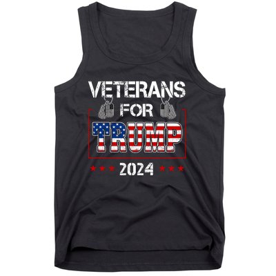 Veterans For Trump 2024 American Flag Dad Grandpa Veterans Day Tank Top