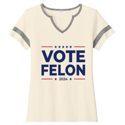 Vote Felon Trump 2024 45 And 47 Funny Vote For The Felon Ladies Halftime Notch Neck Tee