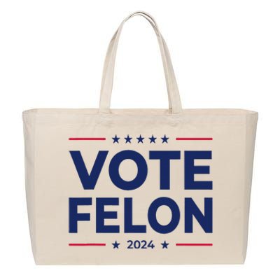 Vote Felon Trump 2024 45 And 47 Funny Vote For The Felon Cotton Canvas Jumbo Tote