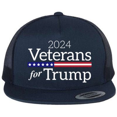 Veterans For Trump 2024 Conservative Republican Trump 2024 Funny Gift Flat Bill Trucker Hat