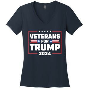 Veterans For Trump 2024 Women's V-Neck T-Shirt