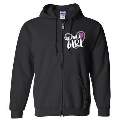 Volleyball For Teen Girls  Love Volleyball Full Zip Hoodie