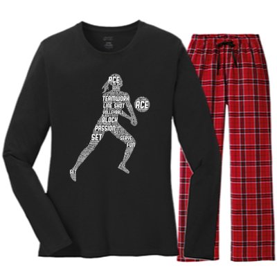 Volleyball For Teen Girls  Love Volleyball Women's Long Sleeve Flannel Pajama Set 