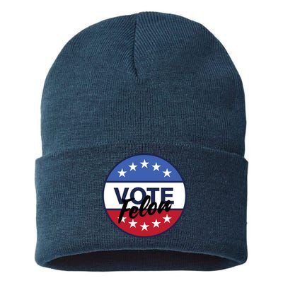 Vote Felon Trump 2024 45 And 47 Funny Vote For The Felon Sustainable Knit Beanie