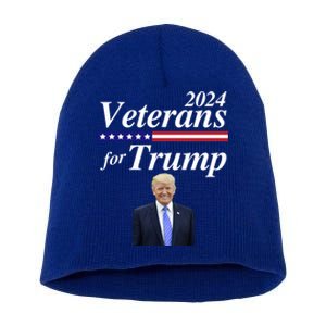 Veterans For Trump 2024 Conservative Republican Trump 2024 Funny Gift Short Acrylic Beanie