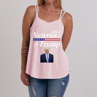 Veterans For Trump 2024 Conservative Republican Trump 2024 Funny Gift Women's Strappy Tank