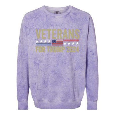 Veterans For Trump 2024 Colorblast Crewneck Sweatshirt