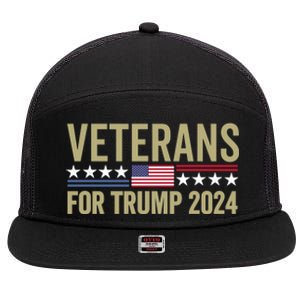 Veterans For Trump 2024 7 Panel Mesh Trucker Snapback Hat