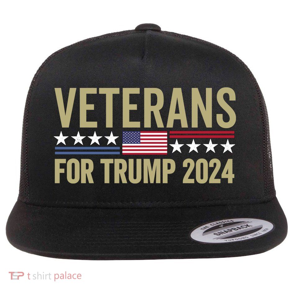 Veterans For Trump 2024 Flat Bill Trucker Hat
