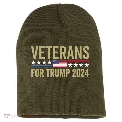 Veterans For Trump 2024 Short Acrylic Beanie