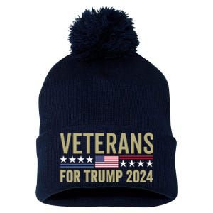 Veterans For Trump 2024 Pom Pom 12in Knit Beanie