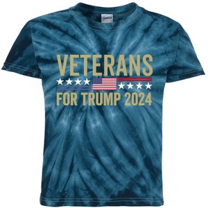 Veterans For Trump 2024 Kids Tie-Dye T-Shirt