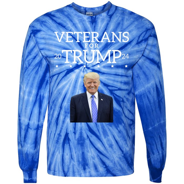 Veterans For Trump 2024 Conservative Republican Trump 2024 Gift Tie-Dye Long Sleeve Shirt