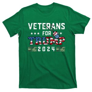 Veterans For Trump 2024 Flag American Flag Trump 45 Veteran T-Shirt