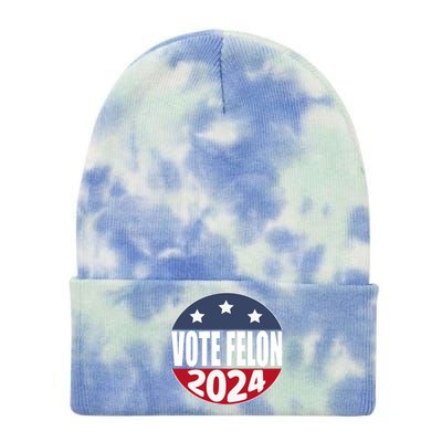 Vote Felon Trump 2024 45 And 47 Funny Vote For The Felon Tie Dye 12in Knit Beanie