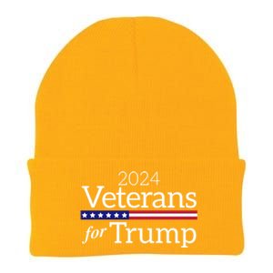 Veterans For Trump 2024 Conservative Republican Trump 2024 Gift Knit Cap Winter Beanie