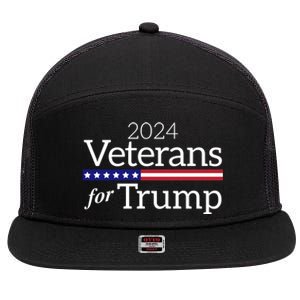 Veterans For Trump 2024 Conservative Republican Trump 2024 Gift 7 Panel Mesh Trucker Snapback Hat