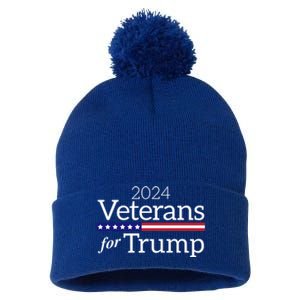 Veterans For Trump 2024 Conservative Republican Trump 2024 Gift Pom Pom 12in Knit Beanie