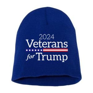 Veterans For Trump 2024 Conservative Republican Trump 2024 Gift Short Acrylic Beanie