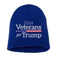 Veterans For Trump 2024 Conservative Republican Trump 2024 Gift Short Acrylic Beanie