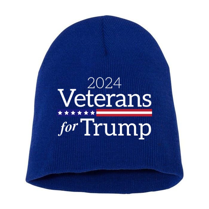 Veterans For Trump 2024 Conservative Republican Trump 2024 Gift Short Acrylic Beanie