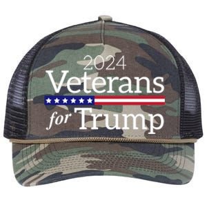 Veterans For Trump 2024 Conservative Republican Trump 2024 Gift Retro Rope Trucker Hat Cap