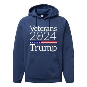 Veterans For Trump 2024 Conservative Republican Trump 2024 Gift Performance Fleece Hoodie