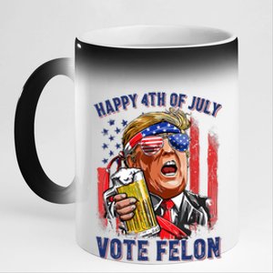 Vote Felon Trump 2024 Happy 4th Of July Funny Convicted 11oz Black Color Changing Mug