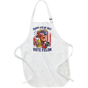 Vote Felon Trump 2024 Happy 4th Of July Funny Convicted Full-Length Apron With Pockets