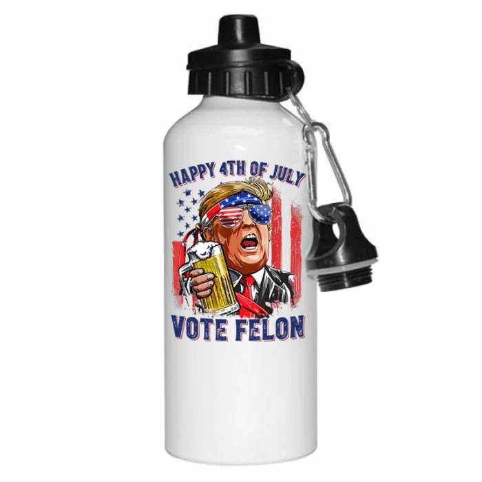 Vote Felon Trump 2024 Happy 4th Of July Funny Convicted Aluminum Water Bottle