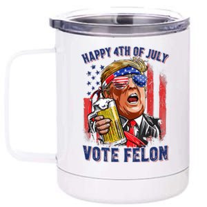 Vote Felon Trump 2024 Happy 4th Of July Funny Convicted 12 oz Stainless Steel Tumbler Cup