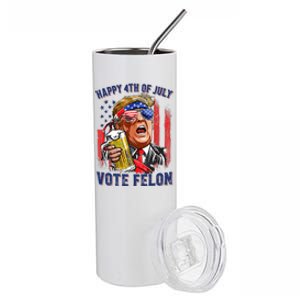 Vote Felon Trump 2024 Happy 4th Of July Funny Convicted Stainless Steel Tumbler