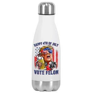 Vote Felon Trump 2024 Happy 4th Of July Funny Convicted Stainless Steel Insulated Water Bottle