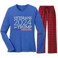 Veterans For Trump 2024 Conservative Republican Trump 2024 Gift Women's Long Sleeve Flannel Pajama Set 