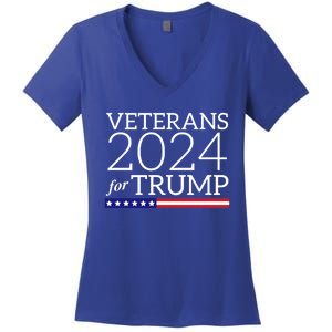 Veterans For Trump 2024 Conservative Republican Trump 2024 Gift Women's V-Neck T-Shirt