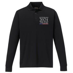 Veterans For Trump 2024 Conservative Republican Trump 2024 Gift Performance Long Sleeve Polo