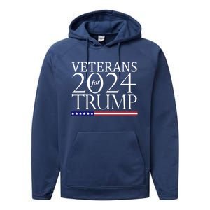 Veterans For Trump 2024 Conservative Republican Trump 2024 Gift Performance Fleece Hoodie