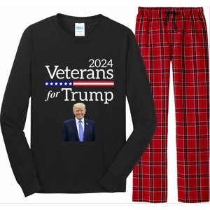 Veterans For Trump 2024 Conservative Republican Trump 2024 Cool Gift Long Sleeve Pajama Set