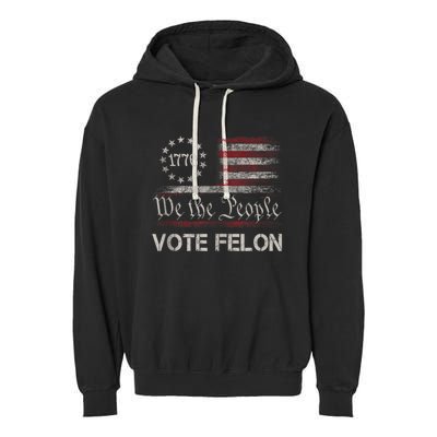 Vote Felon Trump 2024 45 And 47 Funny Vote For The Felon Garment-Dyed Fleece Hoodie