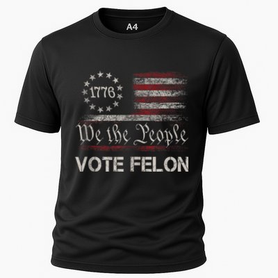 Vote Felon Trump 2024 45 And 47 Funny Vote For The Felon Cooling Performance Crew T-Shirt